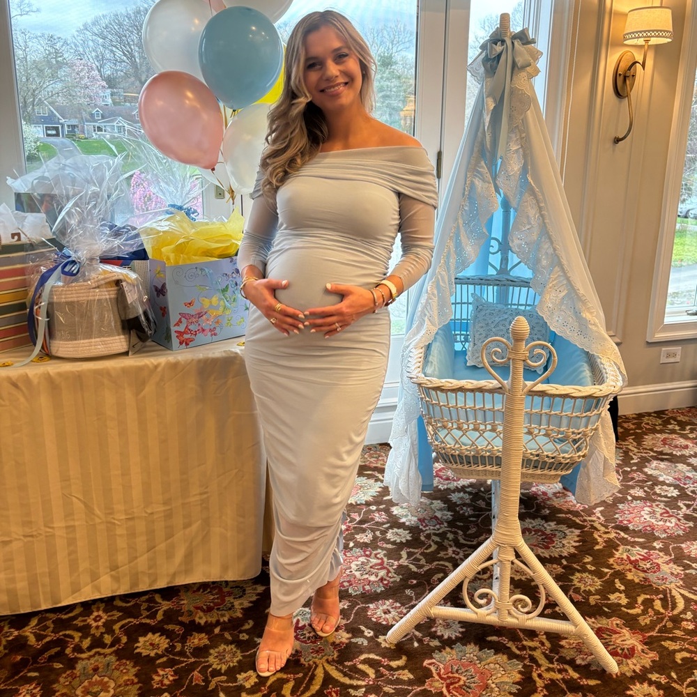 Bumpsuit Baby Blue Off The Shoulder Soft Mesh Dress